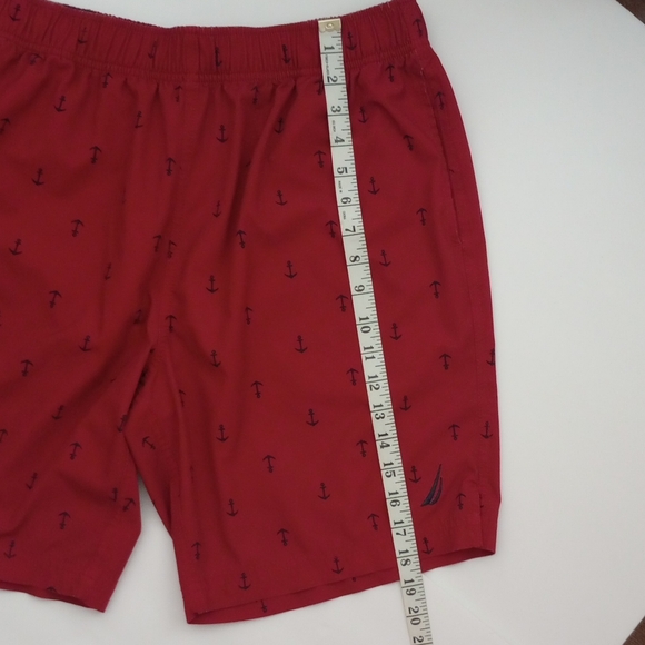 Nautica Men's Rust Colored Swim Trunks with Anchor Pattern, Size Medium - Picture 9 of 10